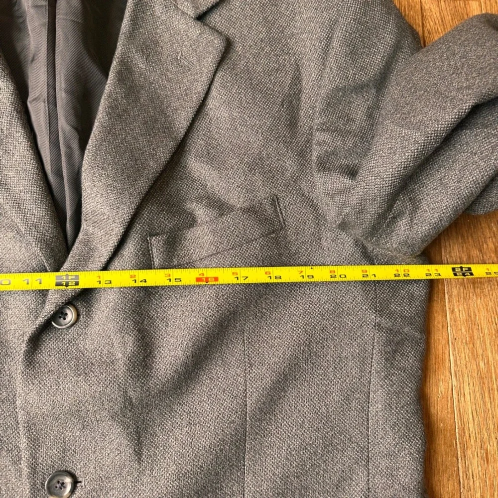 Oscar de la Renta Sport Coat Mens 44R Lambswool Cashmere Textured Grey Modern‎